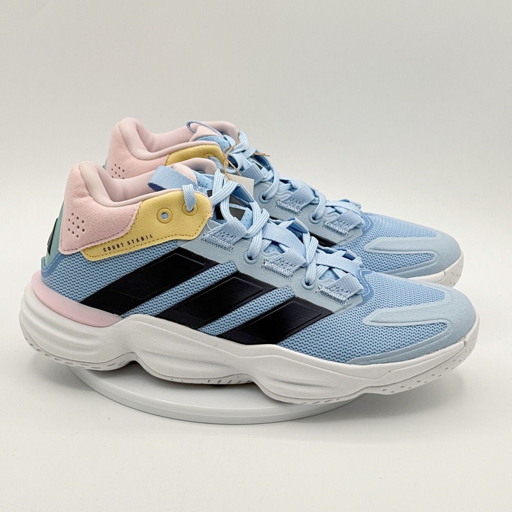 Adidas Court Stabil Mid Indoor Court Shoe / Size 8.5 Womens / White Blue - NEW